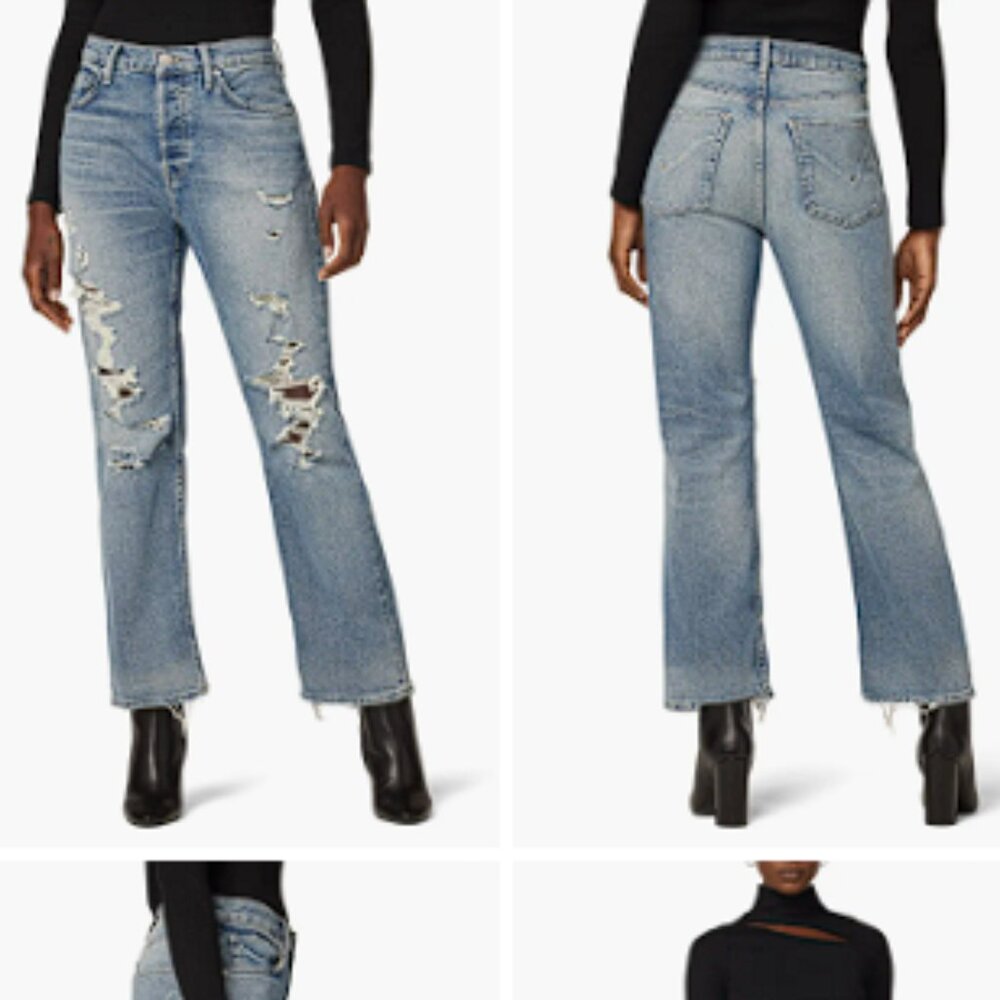 Hudson Thalia straight ankle jean button fly raw hem